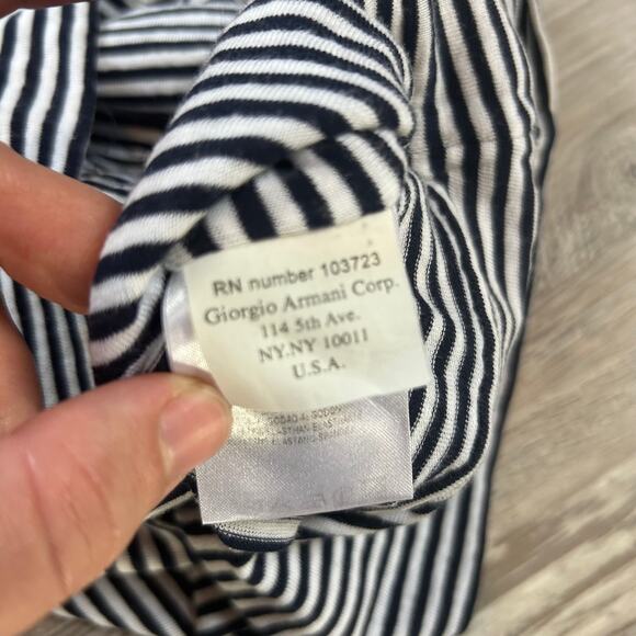 Giorgio Armani Black White Stripe Sleeveless Bow Top 36 Made in Italy Minimalist - Picture 4 of 5